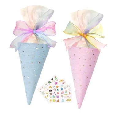 Imagem de UGPLM 2x Sacos de embalagem de presente, cone escolar, multifuncionais, desenho animado, sacolas de guloseimas para festas, doces, presentes