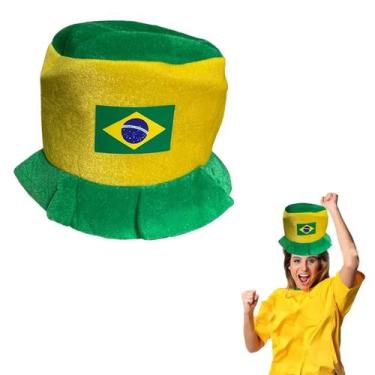 Imagem de Chapeu Cartola Do Brasil Tecido Verde E Amarelo Copa Do Mundo - Zein