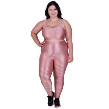 Imagem de Conjunto Fitness Plus Size Cós Alto Top de Academia e Calça Cintura Al