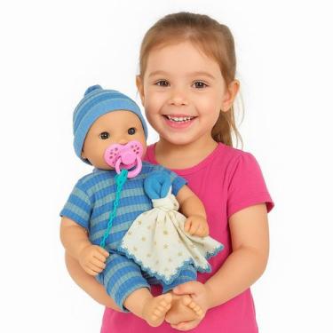Imagem de Kit Boneca Bebê Anjo Naninha Com Acessórios + Carrinho De Boneca Dobrá