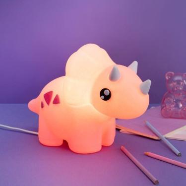 Imagem de Abajur 3d Dinossauro Rosa: Iluminação Encantadora Para Quarto De Bebê