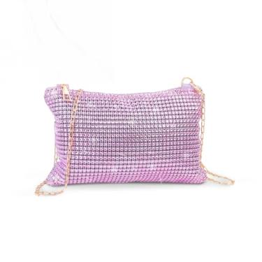 Imagem de WisePoint Bolsa transversal leve para celular, bolsa de ombro de lantejoulas para mulheres com zíper, bolsa clutch moderna para casamento, rosa, Small, Casual