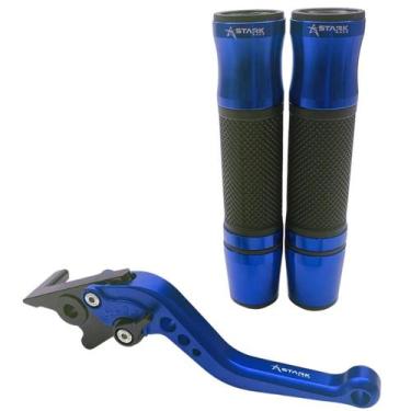 Imagem de Kit Manete Manopla Biz 125 Freio A Disco Até 2024 - Stark Race, Azul