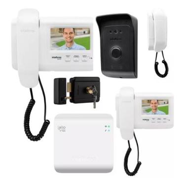 Imagem de Kit Videoporteiro Inteligente WiFi IVR 4 com Extensão de Áudio e Fecha