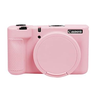 Imagem de EASY HOOD Capa V1, capa de silicone para câmera com capa de lente removível, protetor macio leve para câmera digital Canon PowerShot V1 - rosa