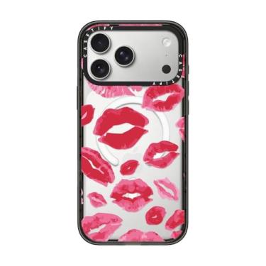 Imagem de CASETiFY Capa Impact para iPhone 17 Pro Max [fina/compatível com Magsafe/2,5 m. Proteção contra quedas de grau militar 4X] - Batom Kisses - Preto transparente