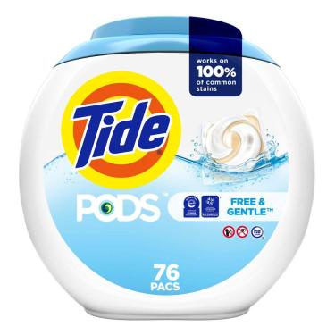 Imagem de Detergente para roupa Tide PODS Free & Gentle 76 pacotes