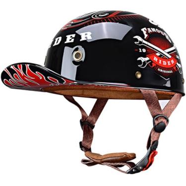 Imagem de CHPINGN Capacete de motocicleta de beisebol para bicicleta Cruiser Chopper Moped Scooter Capacete aberto para adultos mulheres homens aprovados pelo DOT