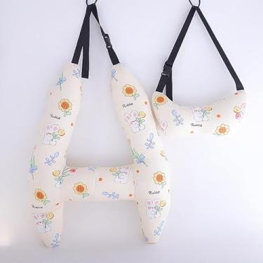 Imagem de Travesseiro de dormir em forma de H para carro, travesseiro de viagem infantil, adequado para viagens de carro, com dispositivo de proteção para o pescoço
