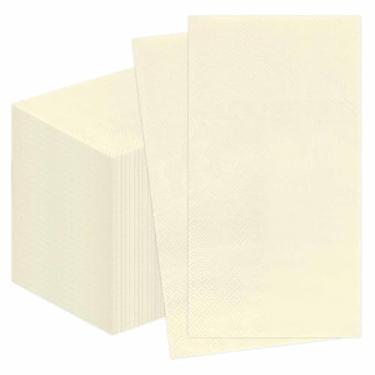 Imagem de FALIZIFU 100 peças guardanapos de jantar de marfim de 2 camadas guardanapos de papel toalhas de mão descartáveis para banheiro, jantar, casamento, chá de bebê, festa de Natal, guardanapos de banheiro