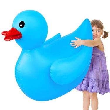 Imagem de Flutuador de piscina inflável Hungdao Giant Duck de 4 pés para azul de