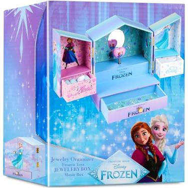 Imagem de Get Trend Disney Frozen Caixa de joias musical para meninas, ideias de presente para quarto de adolescentes Elsa, caixa de música com gavetas de armazenamento espelhadas, presentes para ela (Lilac