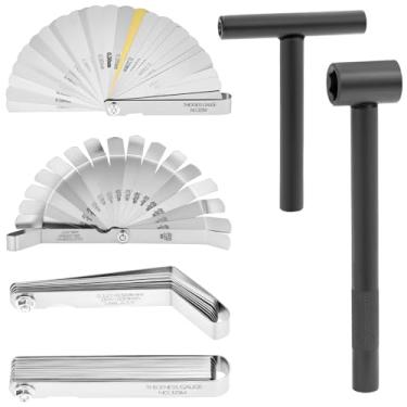 Imagem de QWORK Conjunto de ferramentas de válvulas de ajuste de 4 peças, chave inglesa de parafuso de motor de motocicleta, calibres retos / deslocados, para motor de motor de motocicleta