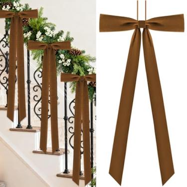 Imagem de ElasignShopo 12 peças grande laço de Natal de veludo, 25 x 83 cm, laços de escada de Natal vintage, fita de veludo, laços de grinalda, enfeites de enfeite de árvore de Natal para guirlanda de Natal