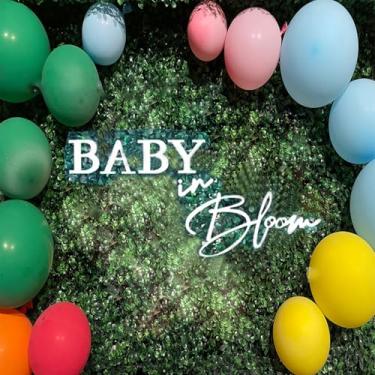 Imagem de Placa de fundo Baby in Bloom, carta de feltro, decoração de festa de chá de bebê para meninos ou meninas, revelação de 1º aniversário - branco