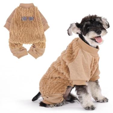 Imagem de KOOLTAIL Pijama para cães pequenos – Suéter de lã para cães com coleira em D, casacos quentes de inverno e frio para cães médios, macacão elástico super macio para meninos e meninas, bege P