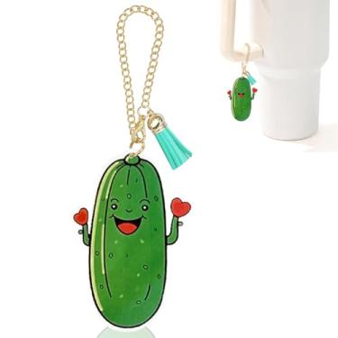 Imagem de Ldntly Acessórios de copo Stanley de pepino, pingentes Stanley para alça de garrafa de água, chaveiro, pepino, presentes para mulheres, mãe, irmã, amiga, aniversário, bolsa de decoração de mochila