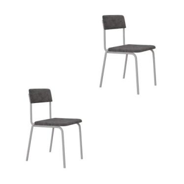 Imagem de Conjunto 2 Cadeiras de Jantar Fit Tecido Sintético Est.Branca - Metali