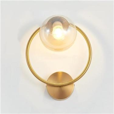 Imagem de Luminária de parede moderna, luminária de parede LED decorativa, luminária de ferro para leitura noturna ao lado da escada, luminária de loft em V, luzes de parede, bola de vidro, dourado e