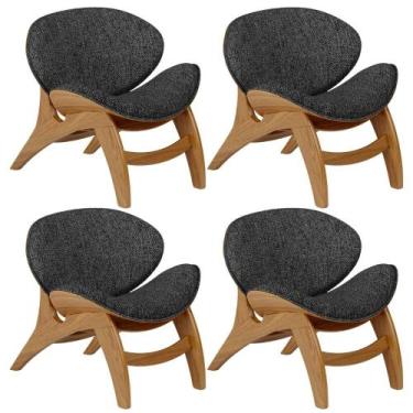 Imagem de Kit 4 Poltronas Decorativa Orgânica Sala Living Kadosh L02 Linho Chumb