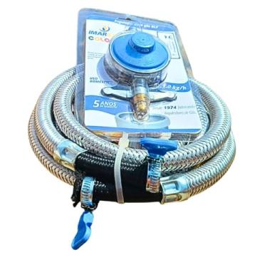 Imagem de Regulador registro Gás Blue Elite 1kg/h Inmetro cozinha fogão forno cooktop mangueira malha aço 3,5 metros
