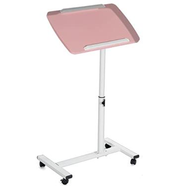 Imagem de AKALNNB Mesa de PC removível dobrável ajustável portátil para computador mesa de laptop mesa lateral pode ser levantada gira laptop mesas de escritório (cor: Rosa) (rosa)