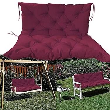 Imagem de Almofada de banco impermeável para exteriores com encosto, almofada de banco de jardim de 2 ou 3 lugares, almofadas de balanço de alpendre, almofada de assento para móveis de pátio ao ar livre
