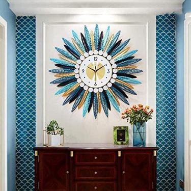 Imagem de Relógio de parede relógio de arte moderna relógios grandes de metal, moderno relógio de parede decorativo 3D colorido com movimento silencioso estilo boêmio relógios de quartzo arte para sala de estar