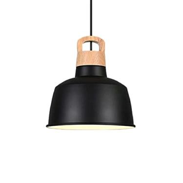 Imagem de CHENKUI Abajur colorido Macaron Luminária de teto de madeira Nordic Creative Industrial Decor Lustre ajustável de cabeça única luminária pendente E26/E27, para restaurantes, sala de estar, cozinha