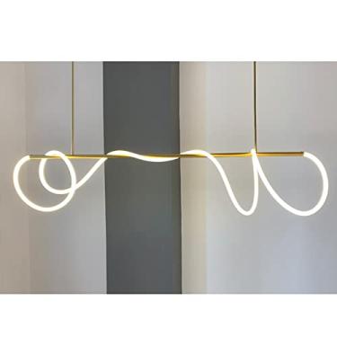 Imagem de KSSTEVNBD Lustre de LED criativo, lustres modernos e simples para sala de jantar, iluminação pendente de luz fria 6000K para ilha de cozinha, luminária minimalista para pendurar em tiras para sala de