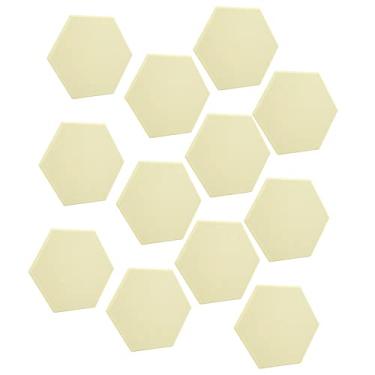 Imagem de Mingzhe Painéis de Absorção de Som Hex Parede Acústica à Prova de Som 12 Unidades de Painéis de Fibra de Poliéster para Estúdios Domésticos e Escritórios (Amarelo claro)