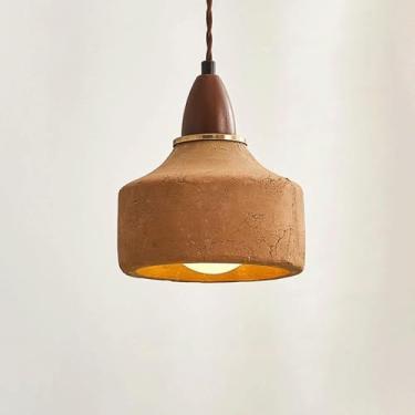 Imagem de YQSLQZZ Luminária pendente pequena de cerâmica vintage, estilo Wabi-sabi, lustre de ilha de cozinha japonesa, luzes de teto suspensas acima da pia da mesa de jantar, para casa de fazenda no corredor