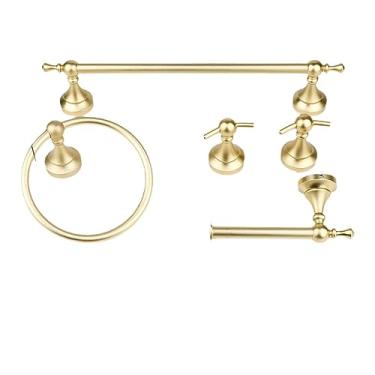 Imagem de Conjuntos de banheiro utensílios de banheiro cabide de toalha dourado suporte de papel higiênico móveis prateleiras de casa de luxo espaço alumínio, conjunto 1 (conjunto 3)