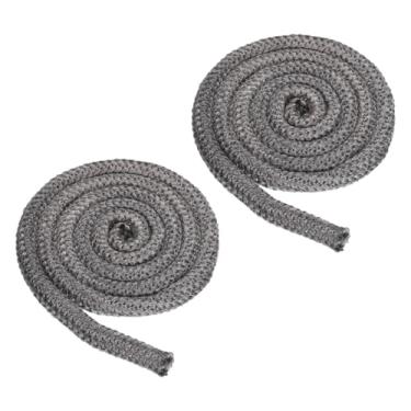 Imagem de PATIKIL Gaxeta de fogão a lenha de 11/40.6 cm x 248.9 cm, 2 peças de substituição de corda de vedação de resistência de alta temperatura de fibra de vidro de grafite redonda para porta de lareira