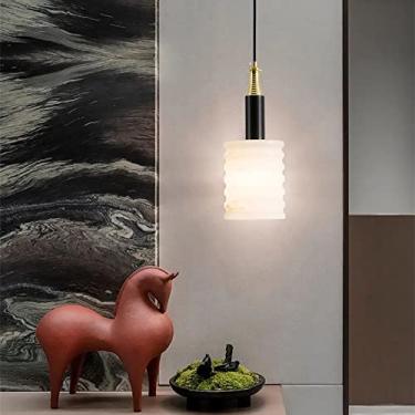 Imagem de YQSLQZZ Lustre Lucite natural, luminária pendente vintage para sala de jantar, casa de fazenda, iluminação decorativa de cabeceira, luzes de teto suspensas, altura ajustável, luzes E27*1