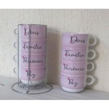Imagem de Kit 4 xícaras 180ml cada - Mil Estampas, Rosa