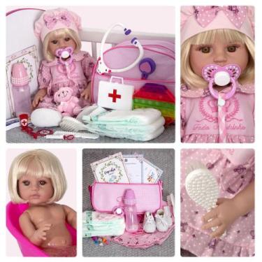Imagem de Bebe Reborn Realista Princesa Grande 100% Silicone +20 Itens - Cegonha