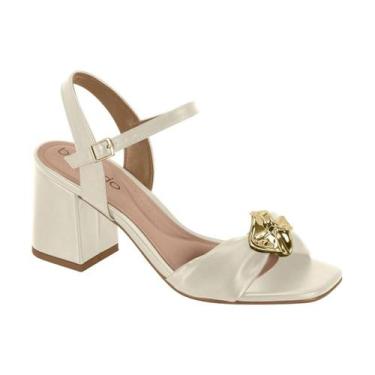 Imagem de Sandália Feminina Beira Rio Salto Bloco Fivela Dourada Conforto -, Bra