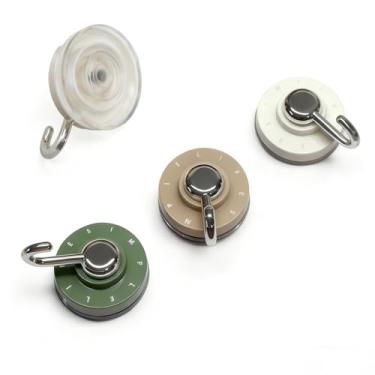 Imagem de HXIELEC Pacote com 3 ganchos de ventosa multicoloridos, instalação rotativa sem perfuração, resistente para superfícies lisas (banheiro/cozinha/porta)