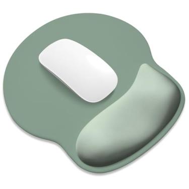 Imagem de ITNRSIIET Mouse pad ergonômico com descanso de pulso de espuma viscoelástica mais amplo + 17%, almofada curva reduz a pressão em 20%, alívio da dor, antiderrapante, suave, acessório de mesa de cor