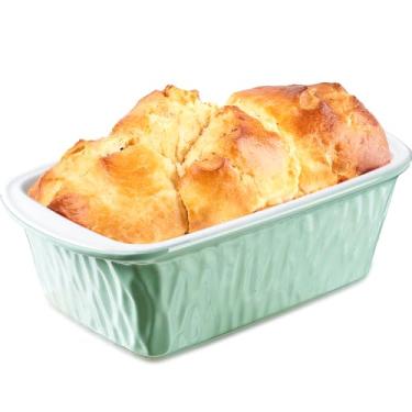 Imagem de NUTRIUPS Forma retangular de cerâmica de 22 x 15 cm para assar pão (verde)