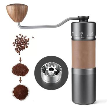 Imagem de HAILASRE Moedor de café manual com anel de ajuste de moagem externa protable, moedor de café manual de aço inoxidável com rebarba cônica grande capacidade de 30 g, moedor manual de posicionamento de