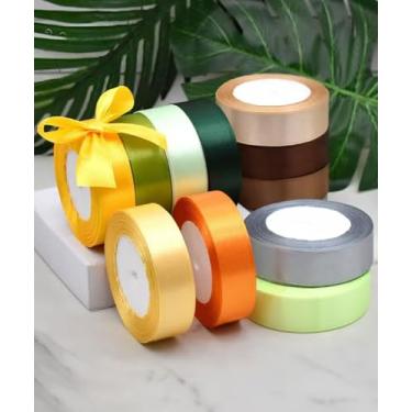 Imagem de Fita de cetim marrom para embrulho de presente, artesanato, decorações de férias, Natal, Ano Novo, casamentos, festas e projetos de bricolage (3,5 cm x 25 jardas)