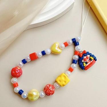 Imagem de Berloques fofos - Chaveiro de célula estética Y2K com alça de contas - Pingente legal de coração de borboleta de urso para bolsa, decoração de pingentes de câmera (vermelho)