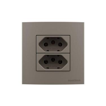Imagem de Placa Para Móveis 80x80 Com Tomada Dupla Margirius Sleek Colors 2p+t 20a Argila Argila