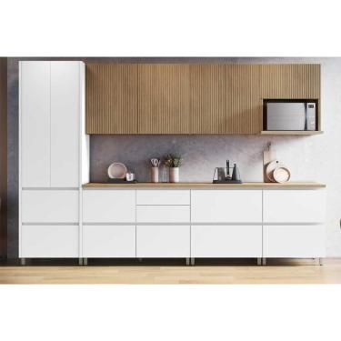 Imagem de Armário De Cozinha Modulado Completa Rainha 7 Peças Branca/nature - Nesher