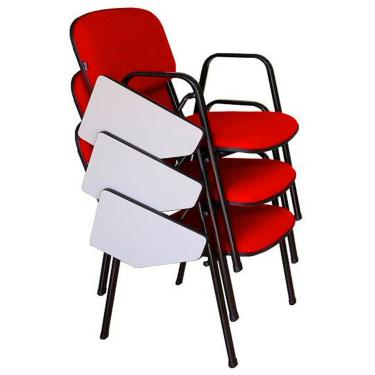 Imagem de 03 Cadeiras Escolar Universitária Linha Hotel Auditório Vermelho