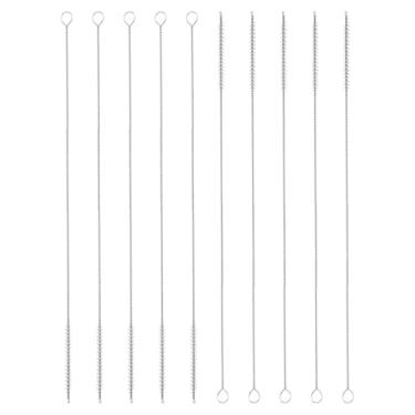 Imagem de HARFINGTON Conjunto de escovas de limpeza de palha, aço inoxidável 304 de comprimento 304 e cerdas de nylon para garrafa de água, tubos de copo de canudo de silicone, branco (5 mm OD, conjunto de 10