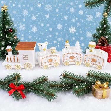 Imagem de 4 peças enfeite de trem de Natal decoração de bolo de Papai Noel para mesa de casa Navidad festa de ano novo presentes de natal brinquedos suprimentos (branco-1 peça)