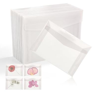 Imagem de 50 envelopes de vidro, envelopes de bilhetes de loteria de 10 x 7 cm para selos, armazenamento de fotos, bilhetes de loteria, crachás, cartões postais sacos transparentes para amigos e familiares